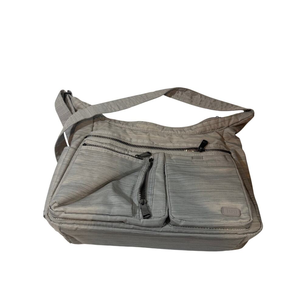 LUG Infinity Double Dutch Crossbody Bag Gray 12.5 x 10" x 4.5" Zippers/Pockets